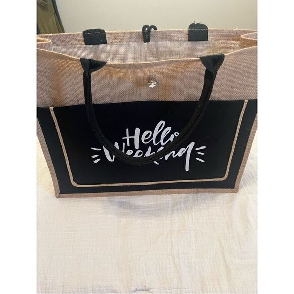 Hello Weekend Canvas Bling Tote Bag NEW - Picture 5 of 6